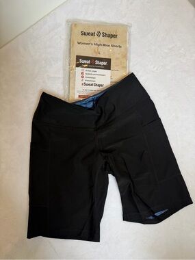 Sweat Shaper Women's High-Rise Sauna Shorts Black Size Large NWT